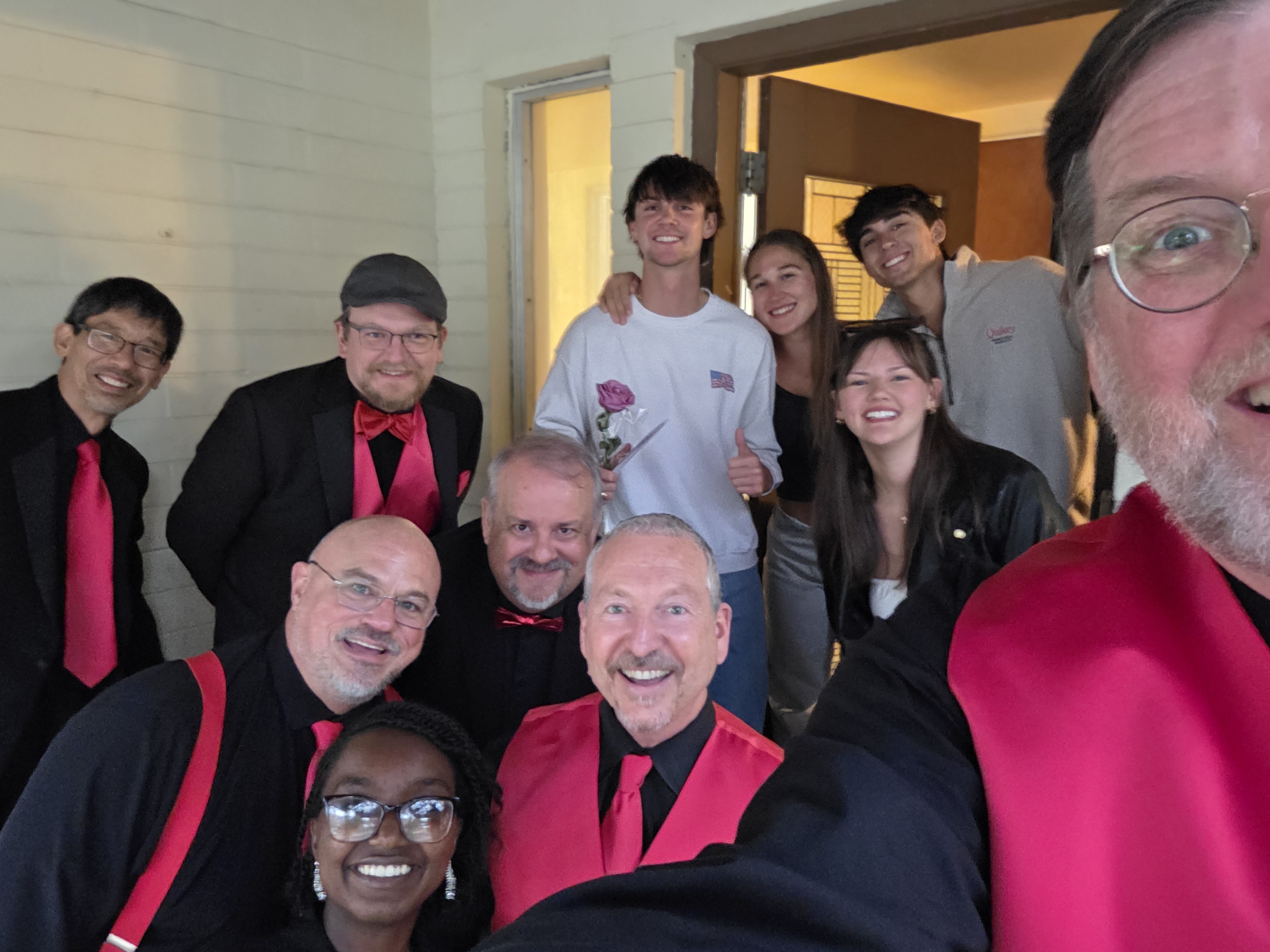 Singing valentine photo to a UF student and his friends