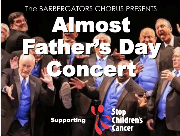 Almost Father's Day Concert flyer. Barbergators chorus "funny" photo